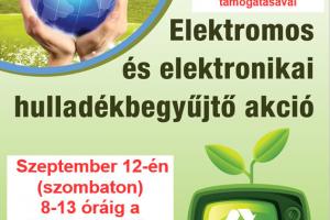 Elektronikai- és elektrotechnikai hulladékbegyűjtési akció 2020.09.12. 