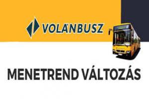 Volánbusz menetrend változás a 300-as vonalon