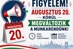 Munkarendváltozás 2026. augusztus
